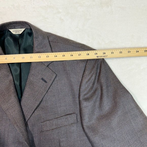Pronto Uomo Men's 44 Long Brown Suit Silk & Wool Business Blazer Coat Jacket - Picture 11 of 16